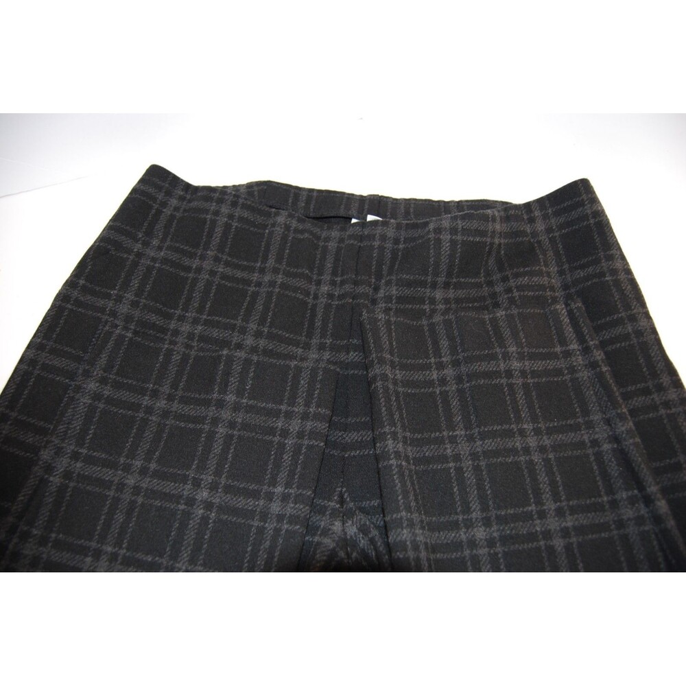 J Jill Ponte Slim Leg Dark Charcoal Black Plaid Medium Women's Pull on Stretch